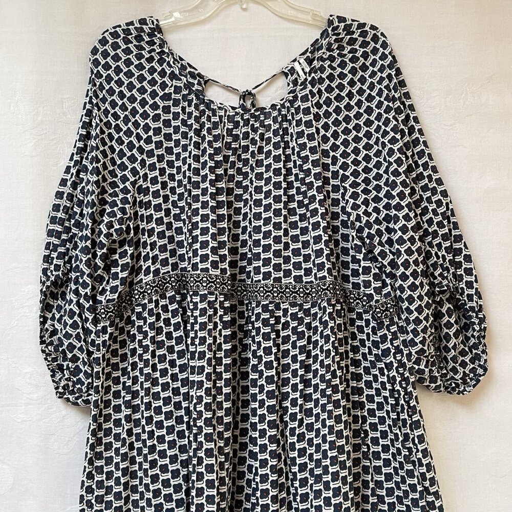 Anthroplogie Midi Dress Womens XL Blue Floral Boho Relaxed Party Tiered Peasant - Picture 4 of 16